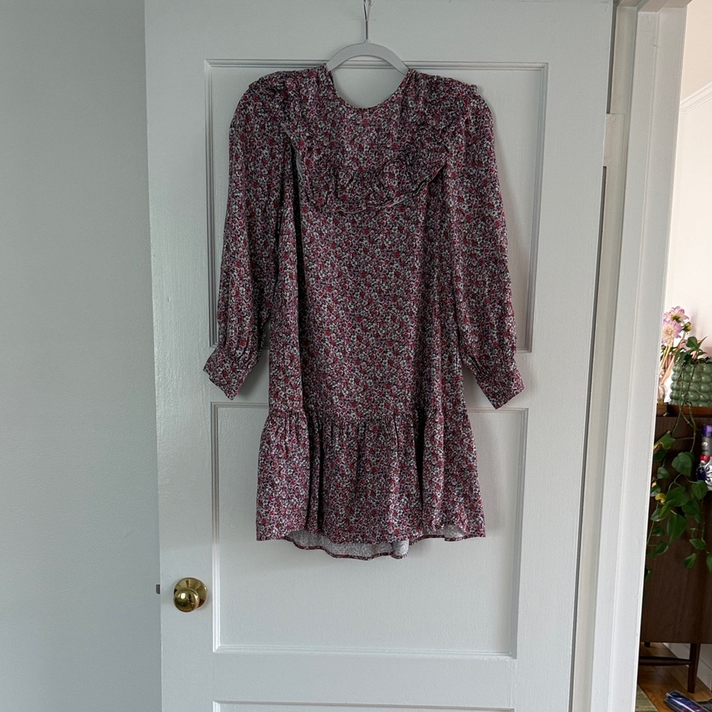 Women's Floral Ruffle Long-Sleeve Dress - Pink